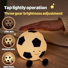 Cute Football LED Silicone Night Light for Kids Bedroom | Soft Touch USB Rechargeable Bedside Lamp