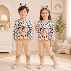 white bunny with cheeta print pajama Printed Kids Wear