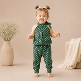 Green : POLKA DOT PRINTED KIDS WEAR
