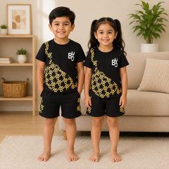 Boy Black Gold Bag Style Wear kids short sleeves