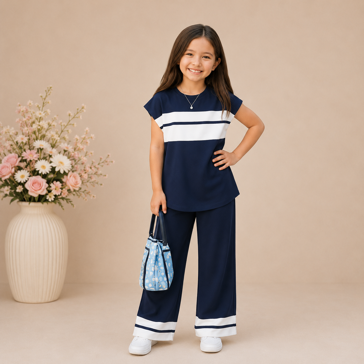 Blue Sando Panal Printed Kids Wear