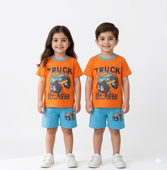 ORANGE TRUCK OFF ROAD KIDS SHORT SLEEVE KIDS WEAR