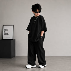 Black Kids Baggy Co-Ord Set – Premium Casual Wear for Boys (1-10 Years) BLACK