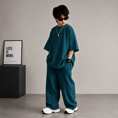 Black Kids Baggy Co-Ord Set – Premium Casual Wear for Boys (1-10 Years) PEACOCK BLUE
