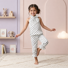 White Dot printed kids short sleeves less